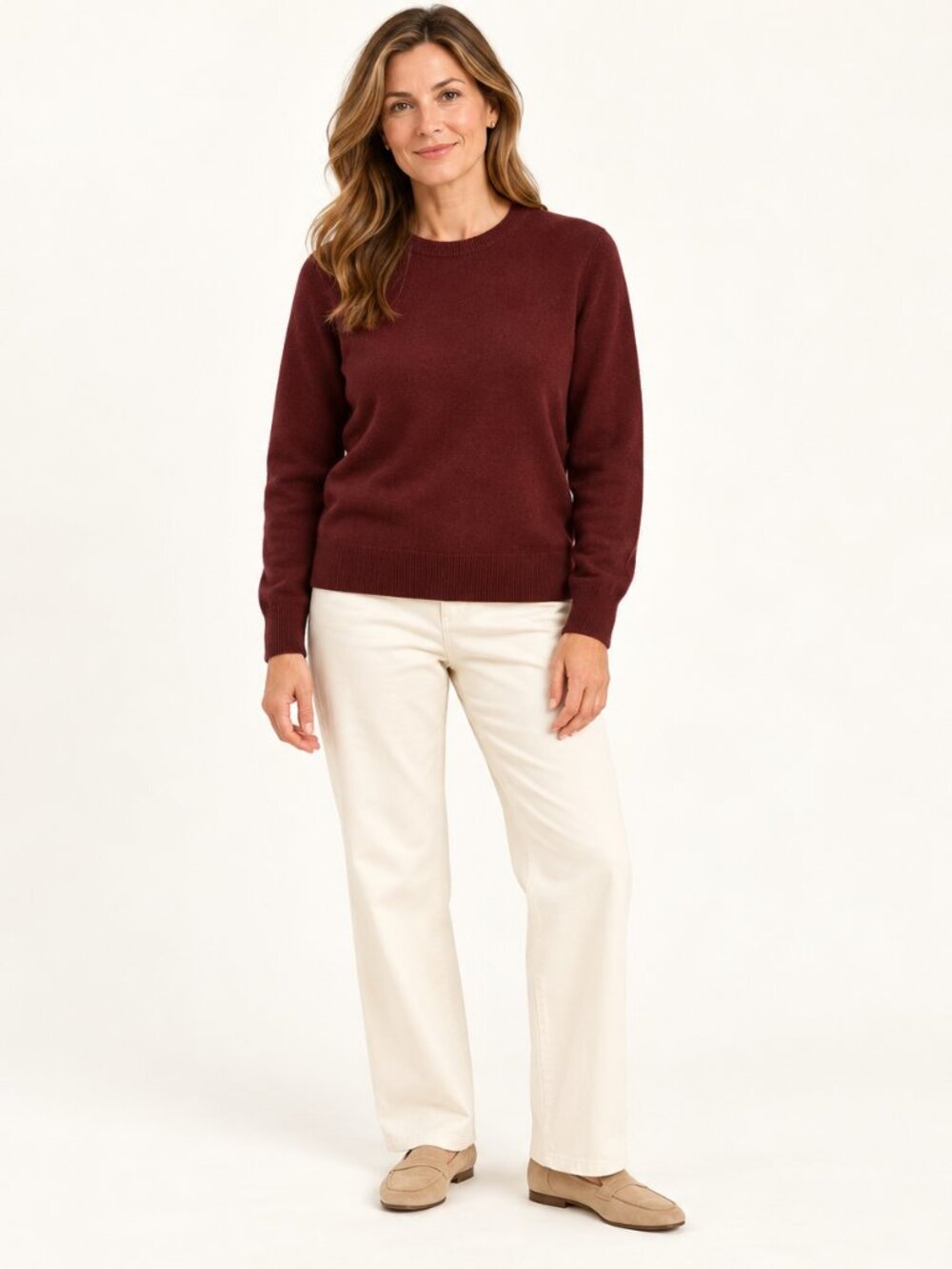 NWT Quince 100% Mongolian Cashmere Crewneck Sweater Rich Burgundy XL